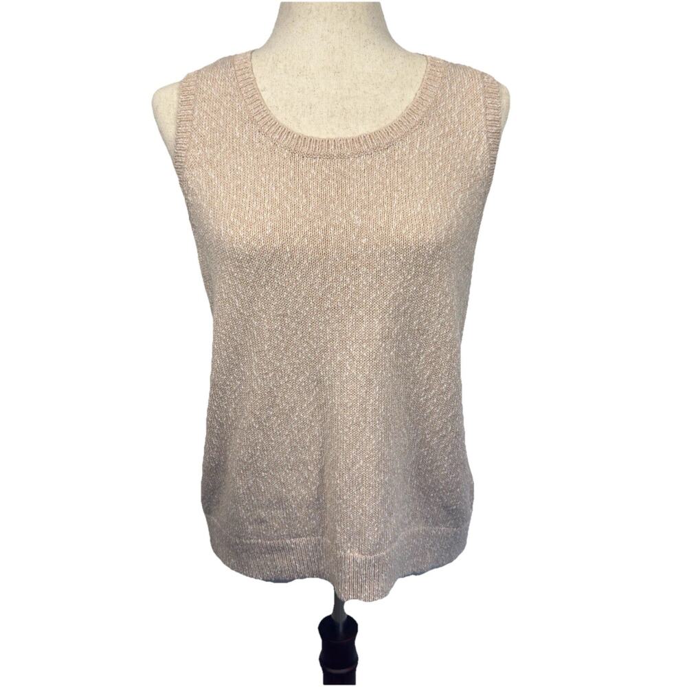 J. Jill Cotton NWT Petite S Knit Tank Top Beige Sleeveless Sweater Vest‎ Cotton
